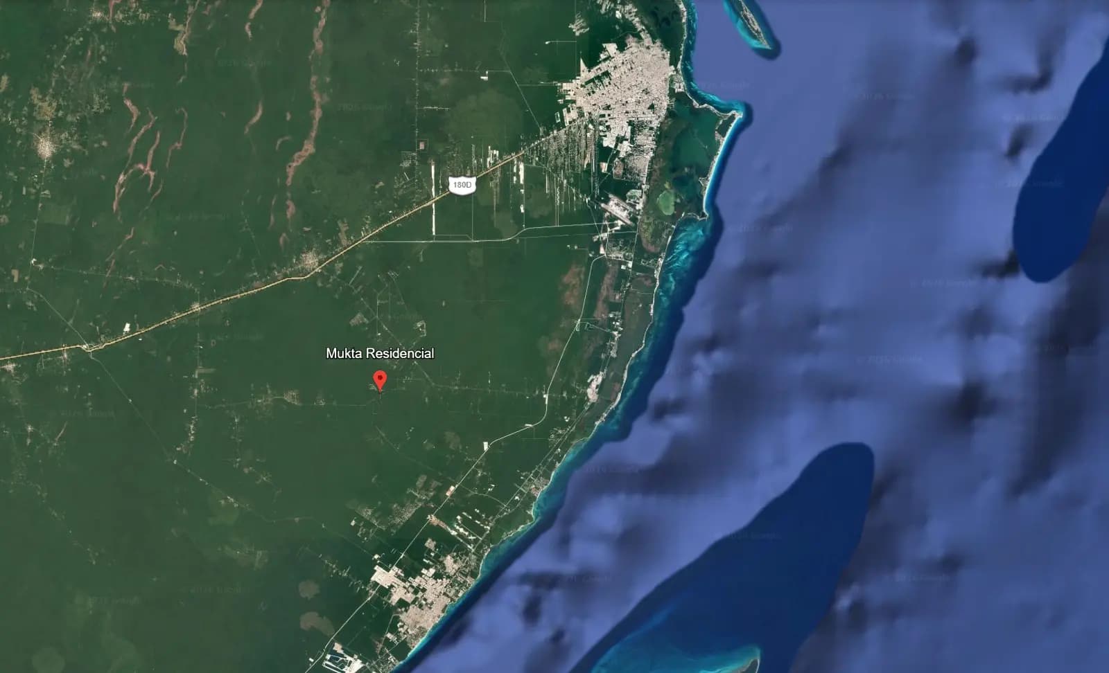 Mapa provisional de la ubicación de Mukta Residencial en Puerto Morelos