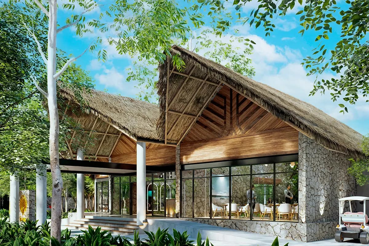 Edificio palapa frontal