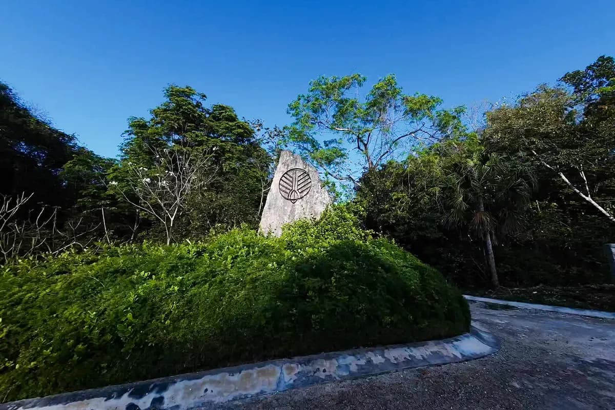 Monumento sobre pasto y selva